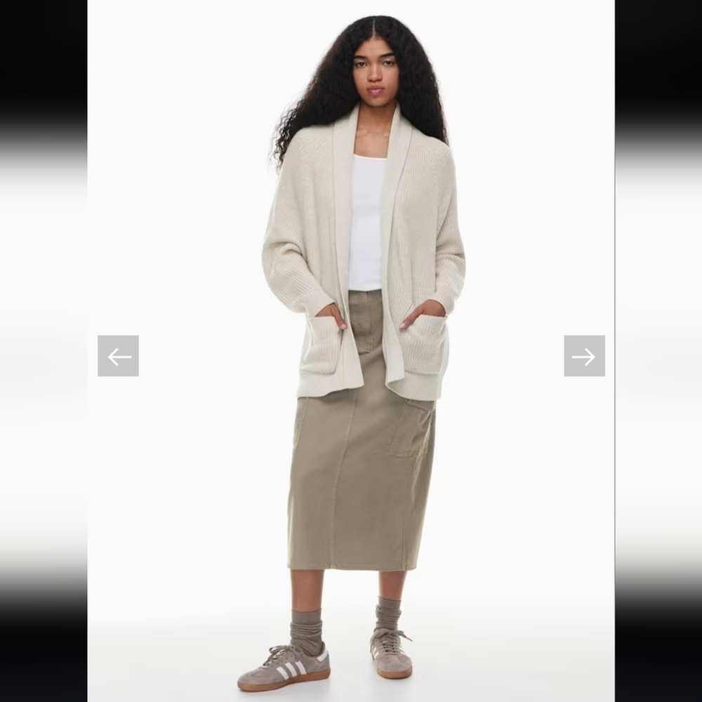 Wilfred Aritzia Travel Cable Knit Wool Lagenlook Cabincore Luxe Cardigan, Lg